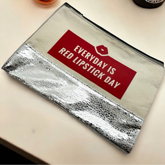 Custom Cosmetic Bag with Unique Sayings - Brand New! “Red Lipstick Day.” - Picture 3 of 5